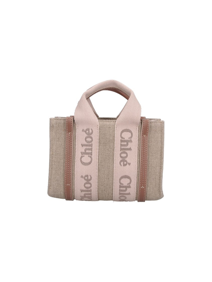 Chloé Textured Fabric Tote Bag With Leather Accents