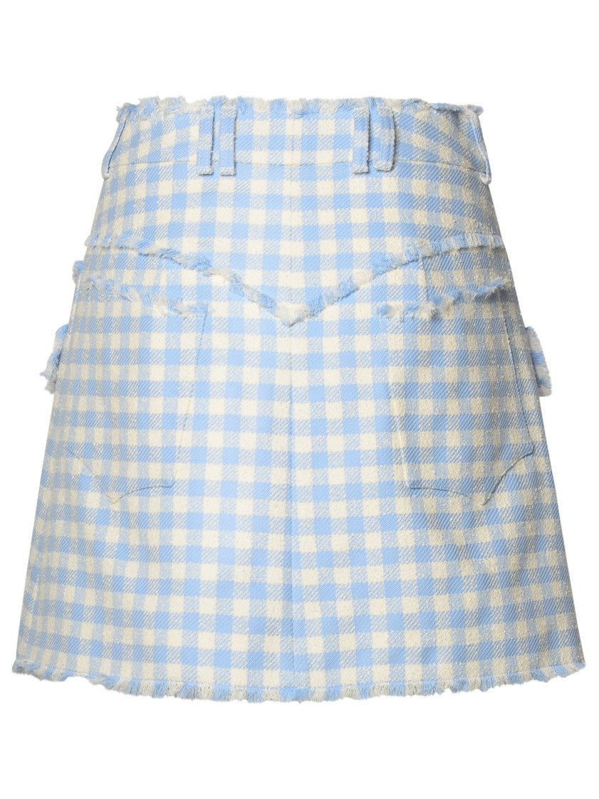 Balmain Gingham-Pattern A-Line Skirt