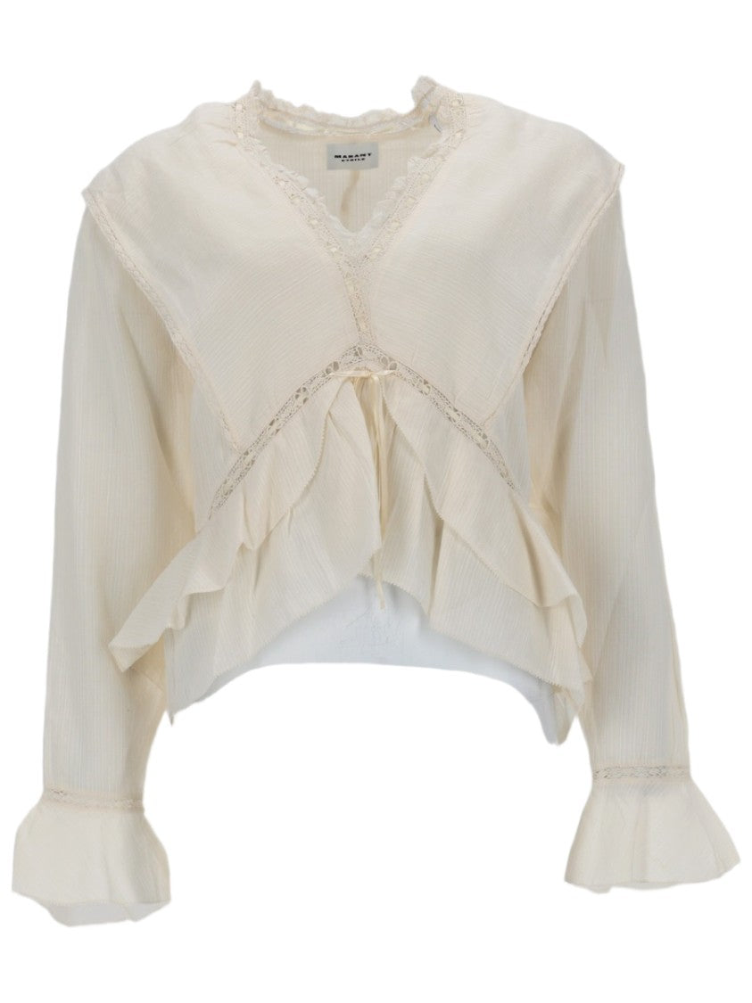 Isabel Marant Étoile Damienne Lace Trim Cropped Blouse