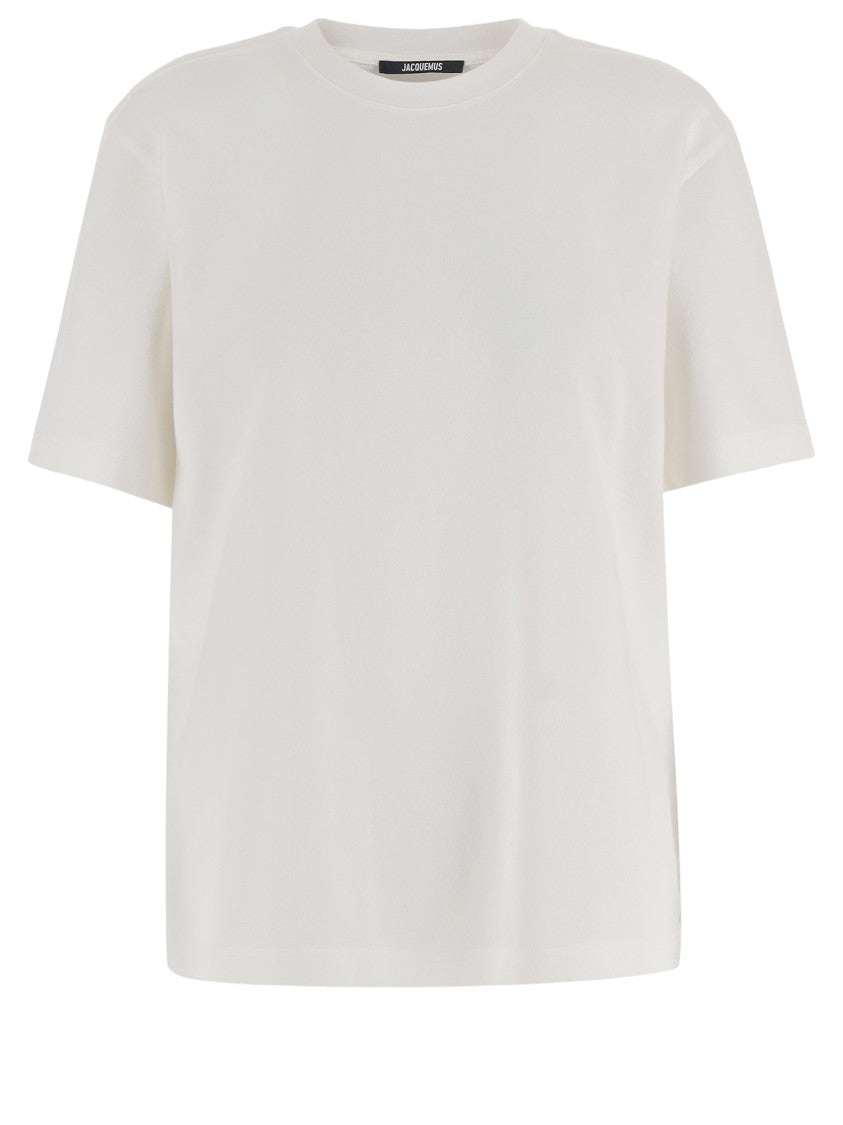 Jacquemus Round Neck Cotton T-Shirt With Contrasting Logo Embroidery