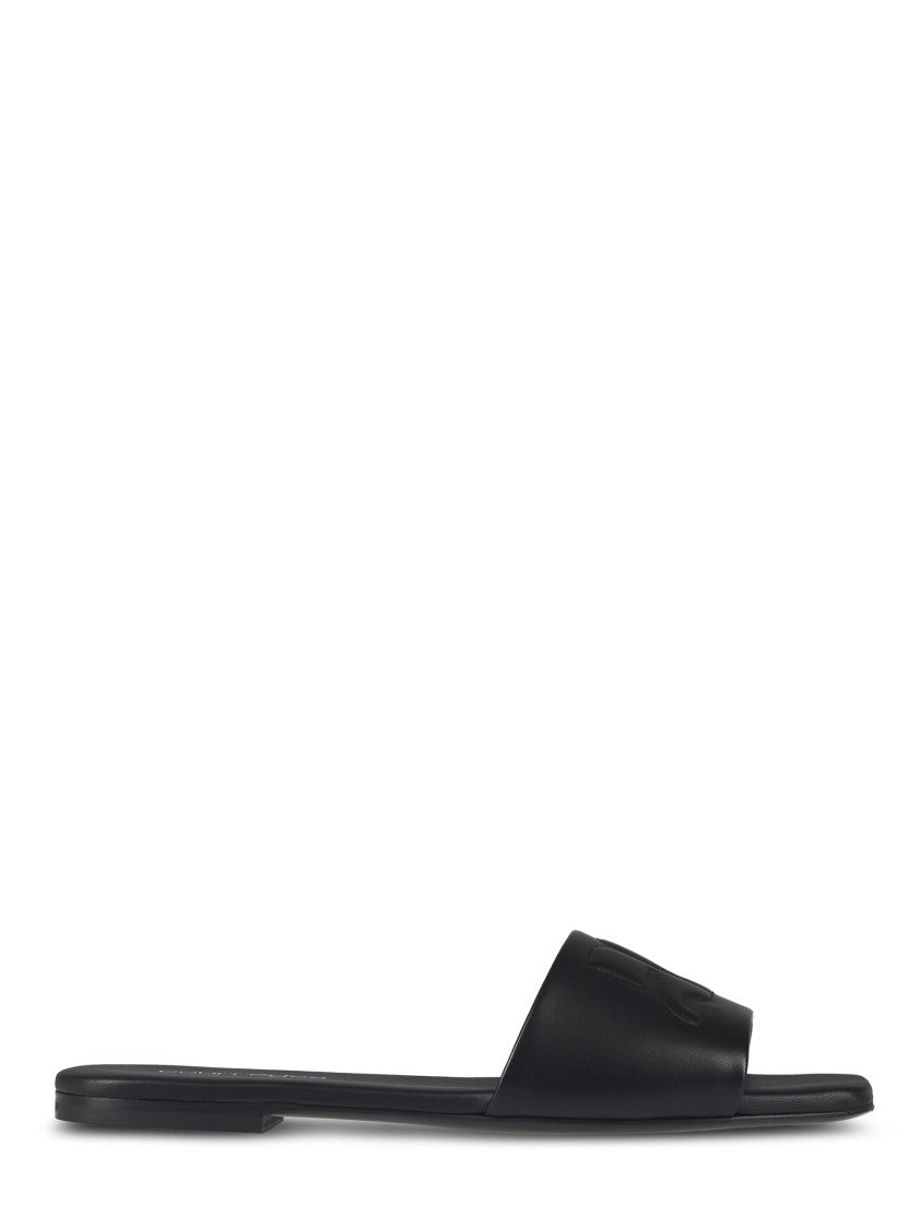 Courrèges Black Leather Sandals With Wide Strap Design
