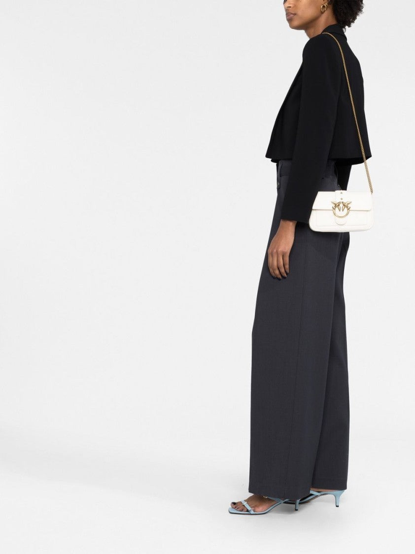 Pinko Silky White Leather Shoulder Bag