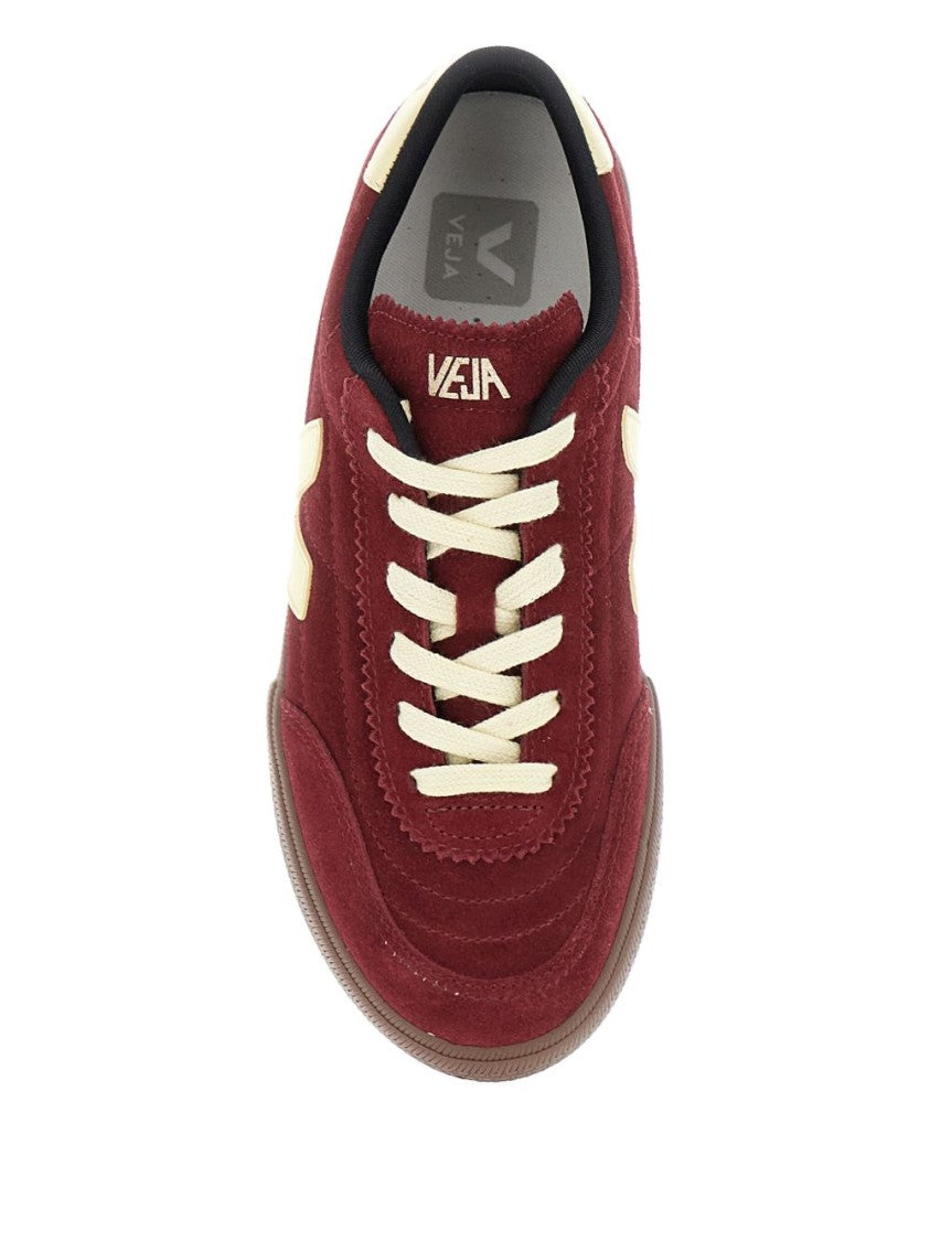 Veja Low-Top Bordeaux Suede Sneakers With Cream Accents