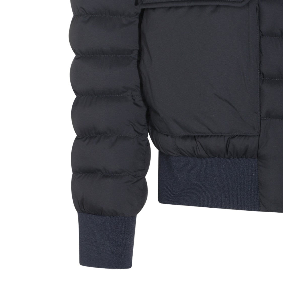 Herno Ribbed Detail Zippered High-Collar Quilted Coat