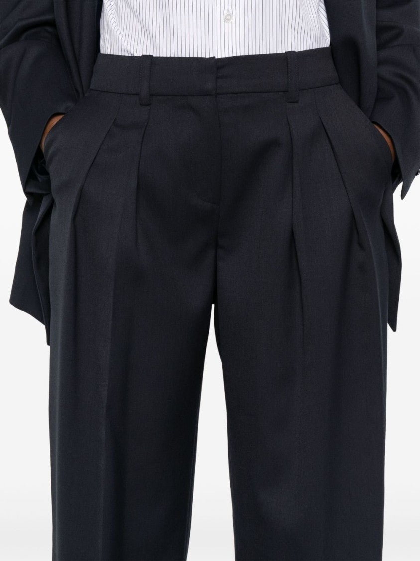 The Frankie Shop Daytona Pants In Navy Virgin Wool Blend