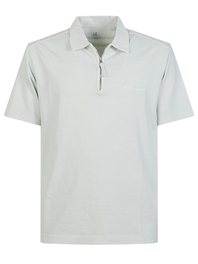 C.P. Company Zip-Up Collar Embroidered Polo Shirt