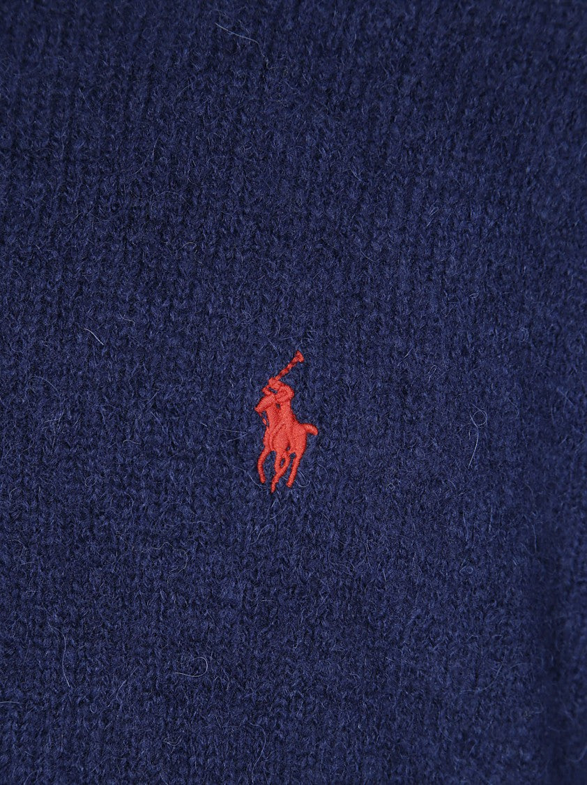 Polo Ralph Lauren Textured Knit Crewneck Sweater In Deep Blue
