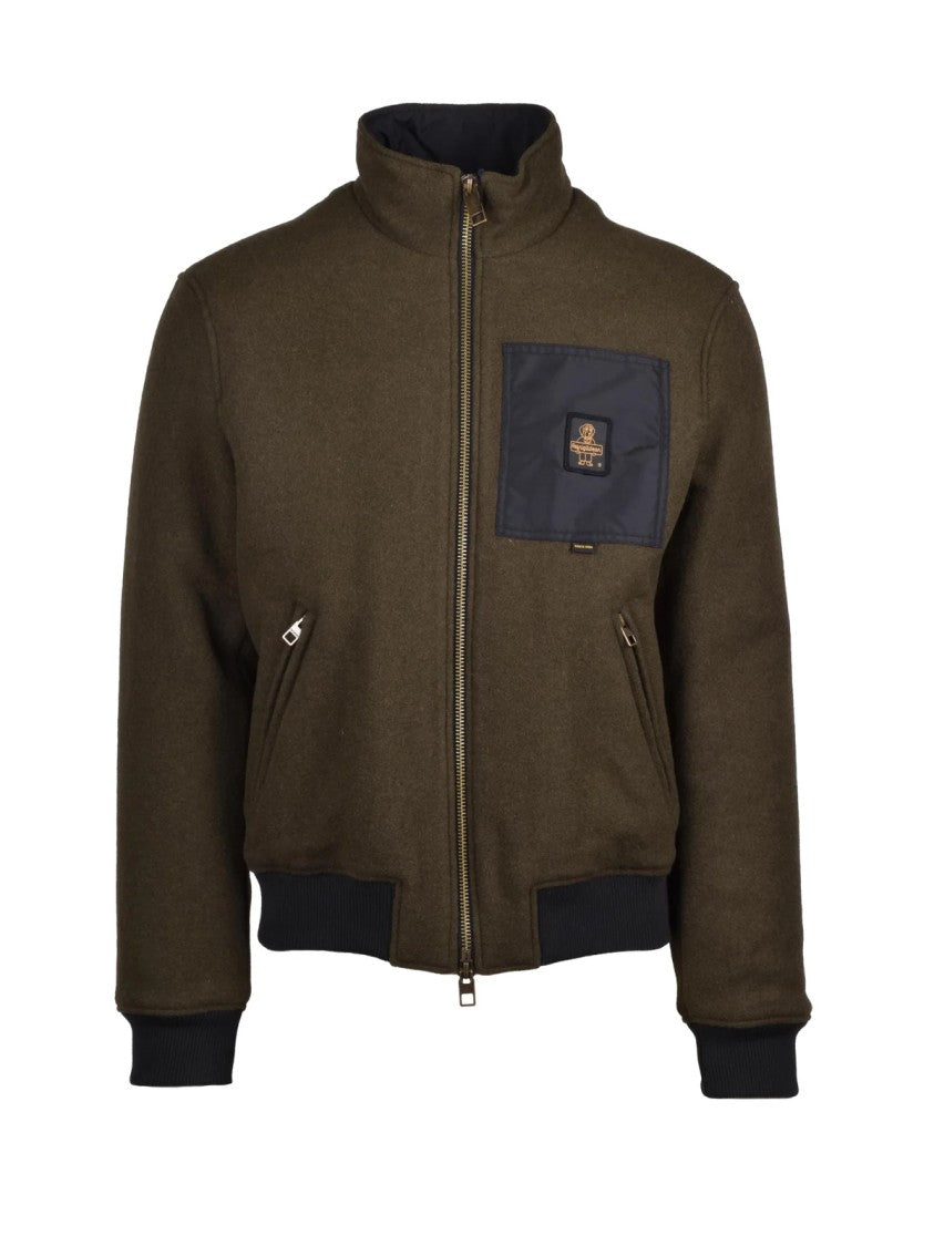 Refrigiwear Wool Blend Bomber Jacket With Zip Closure And Padded Interior