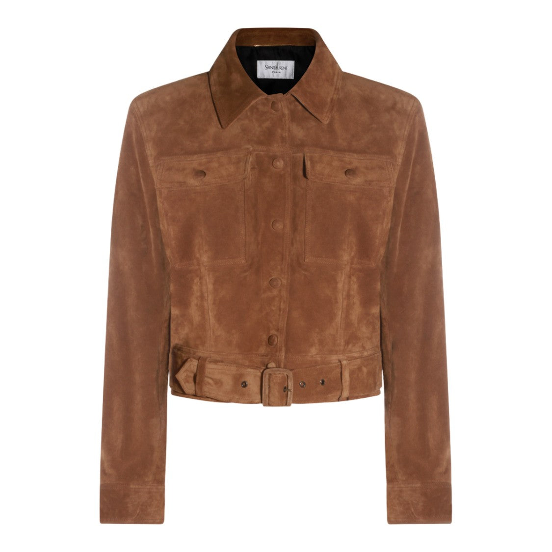 Saint Laurent Brown Suede Jacket With Classic Collar