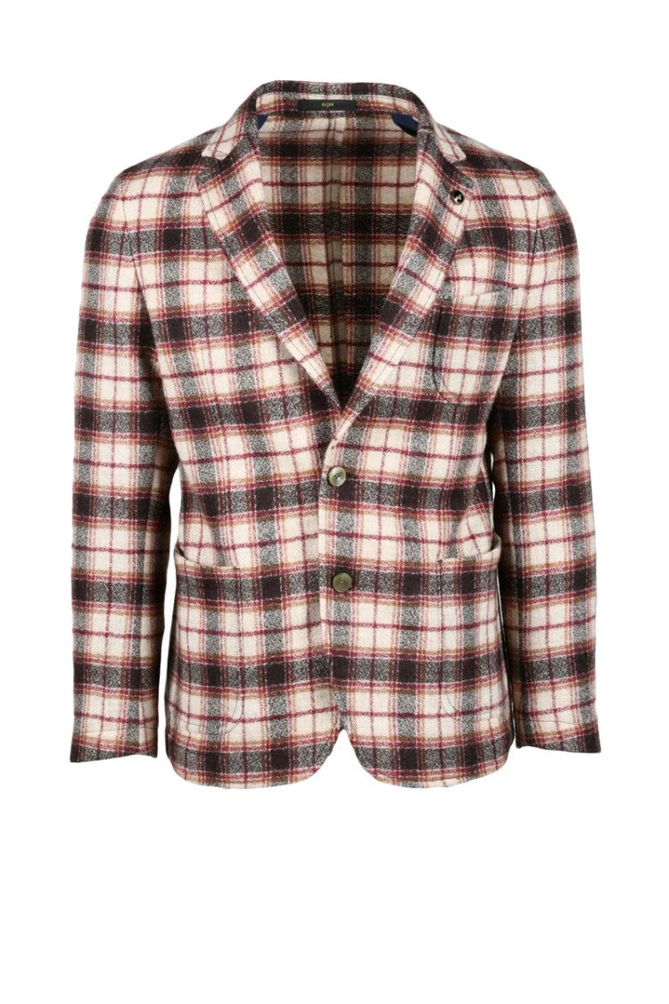 G H Virgin Wool Jacket - Beige/Bordeaux