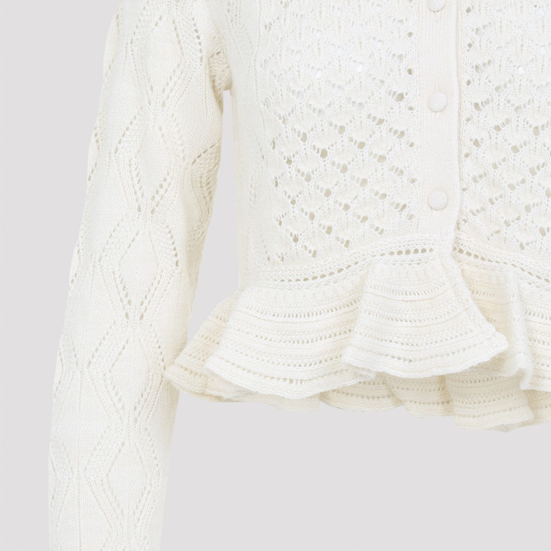 Chloé Cropped Sweater With Ruffled Peplum Hem