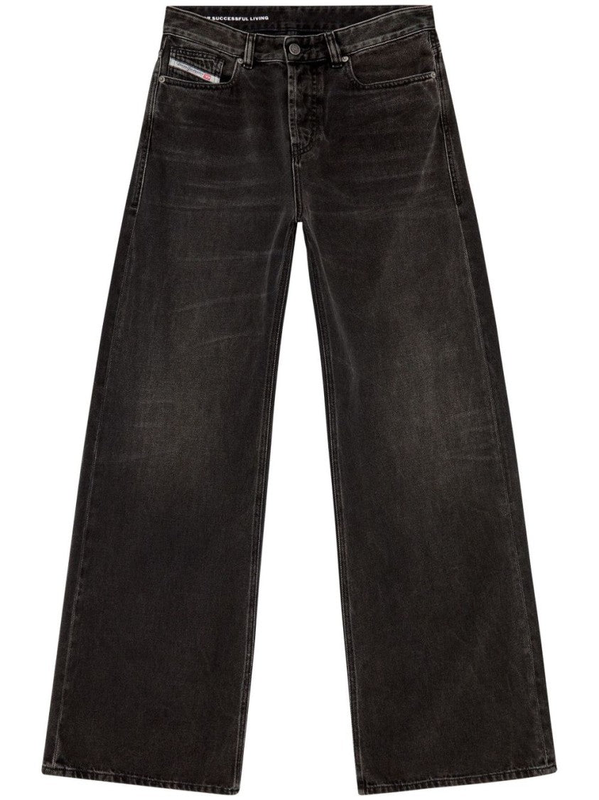 Diesel Wide-Leg Black Jeans With Classic Five-Pocket Styling