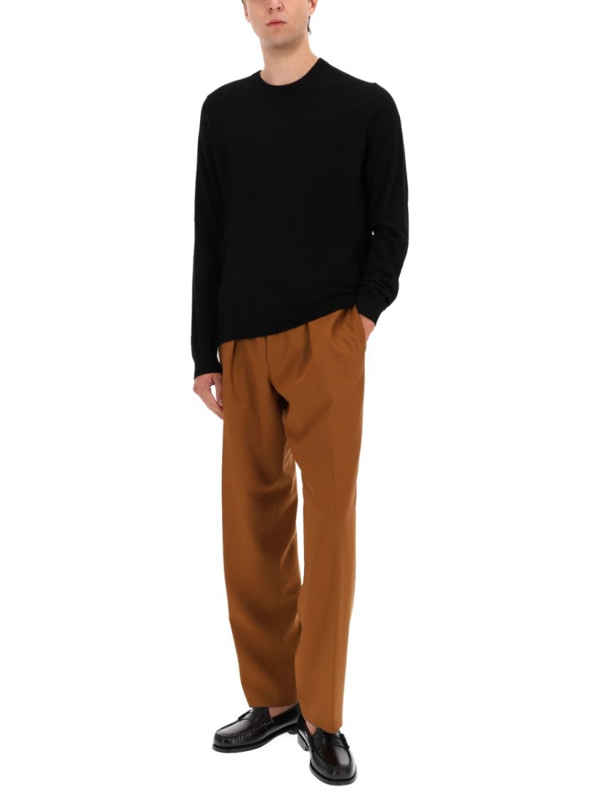 Boss Camel Cashmere Crew Neck Ribbed Sweater