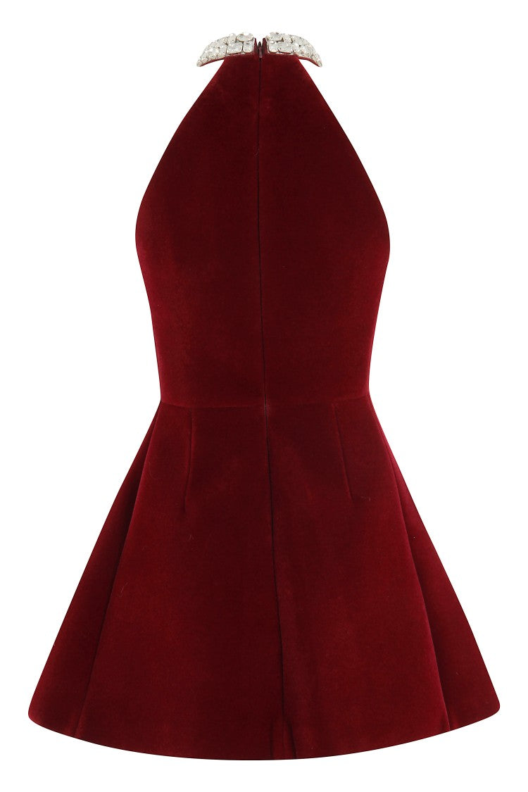 David Koma Sleeveless Velvet Mini Dress