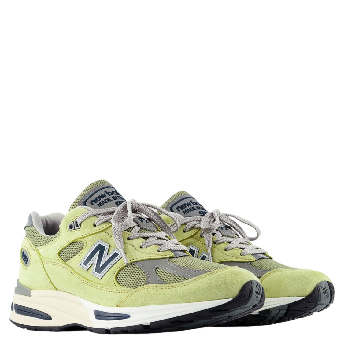 New Balance Light Green 991V2 Abzorb Mesh Suede Sneakers