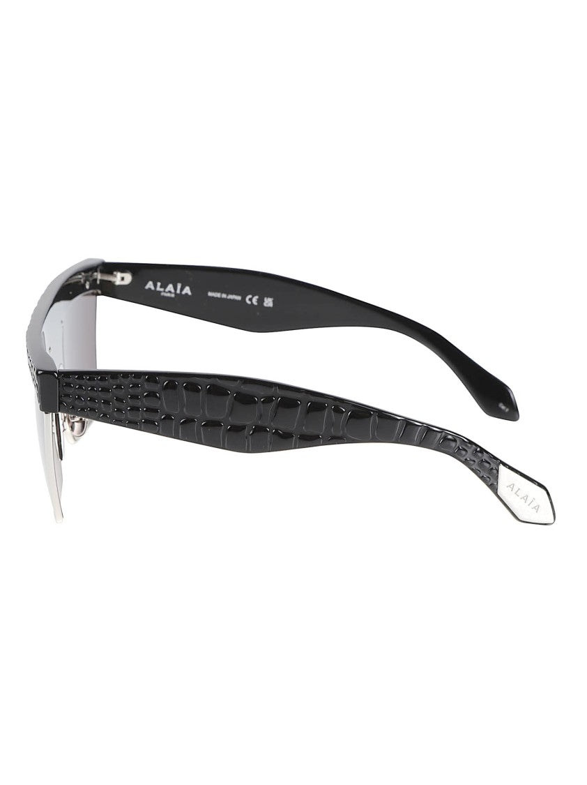 Alaïa Textured Rectangle Sunglasses With Crocodile Skin Pattern