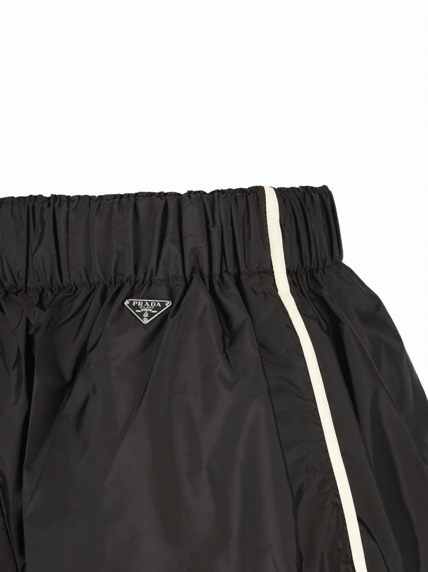 Prada Black Polyamide Contrast Trim Shorts