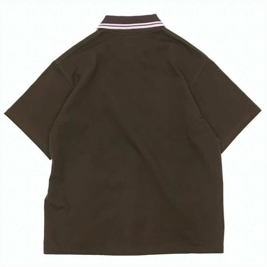 Needles Solid Dark Brown Polo Shirt With Striped Accents