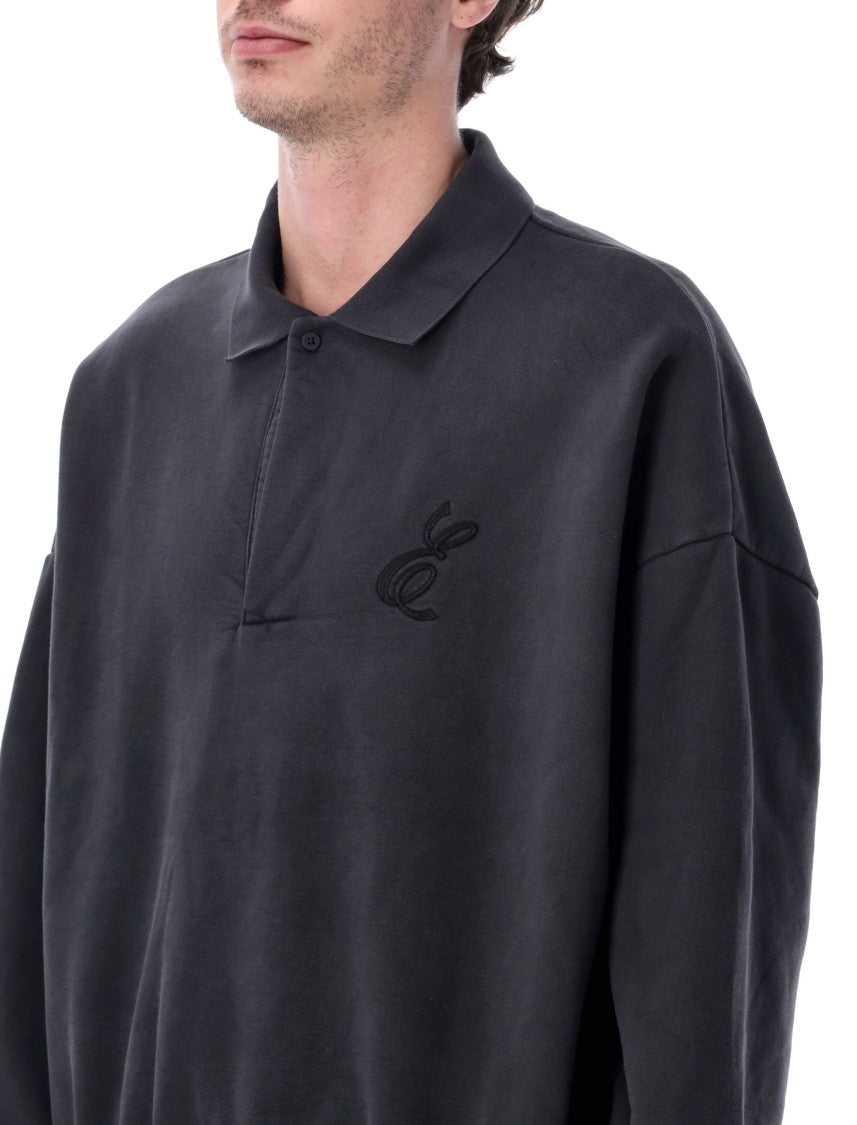 Fear Of God Essentials Black Embroidered Polo Sweatshirt