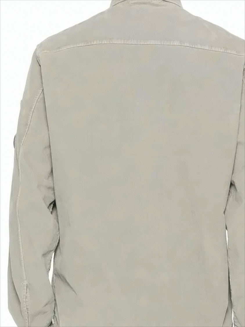 C.P. Company Button-Up Casual Jacket With Textured Fabric And Iconic Patch