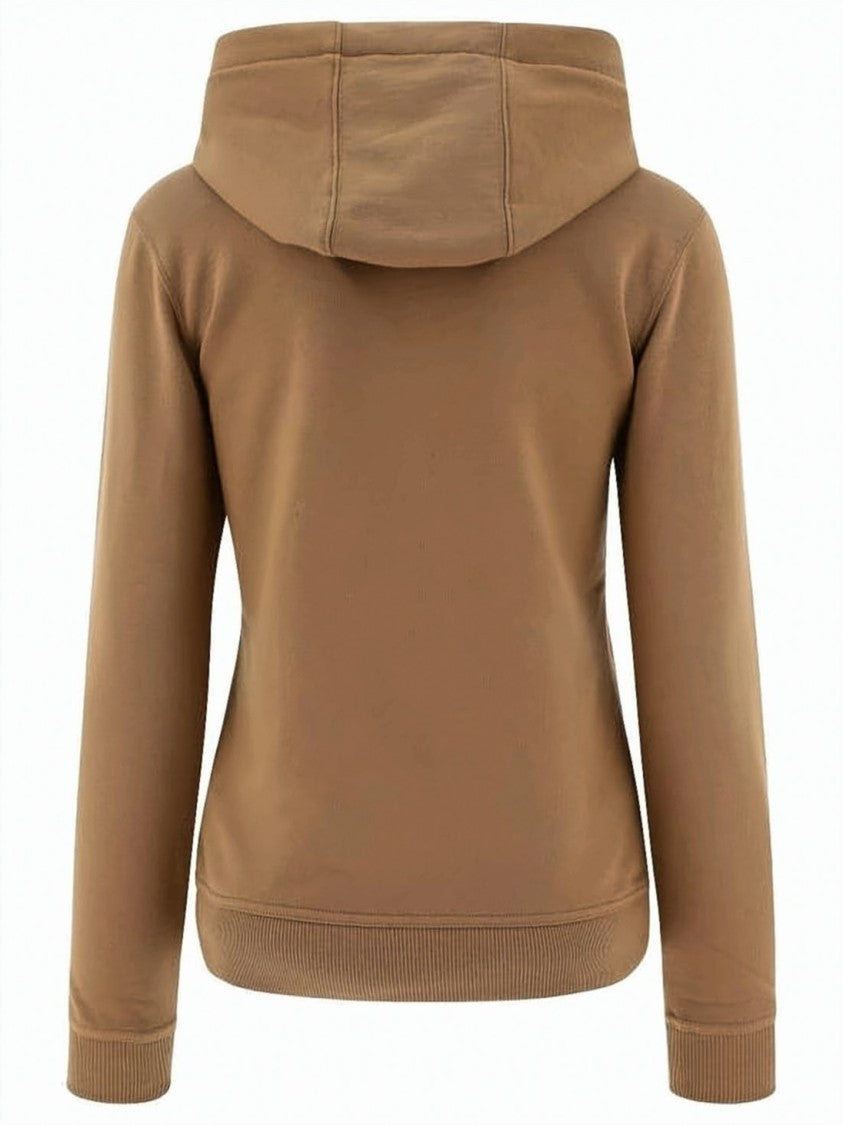 Burberry Classic Brown Hoodie With Drawstring And Ribbed Detail