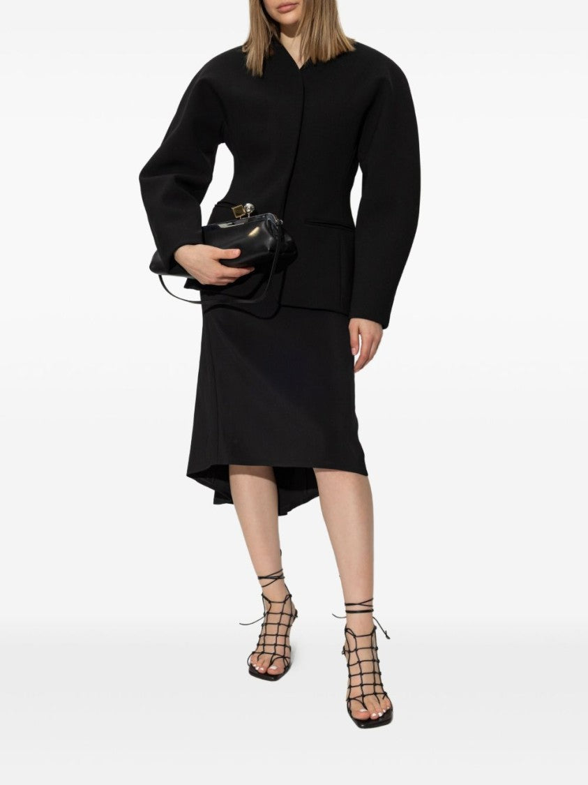 Jacquemus Black Draped Mid Length Tailored Skirt