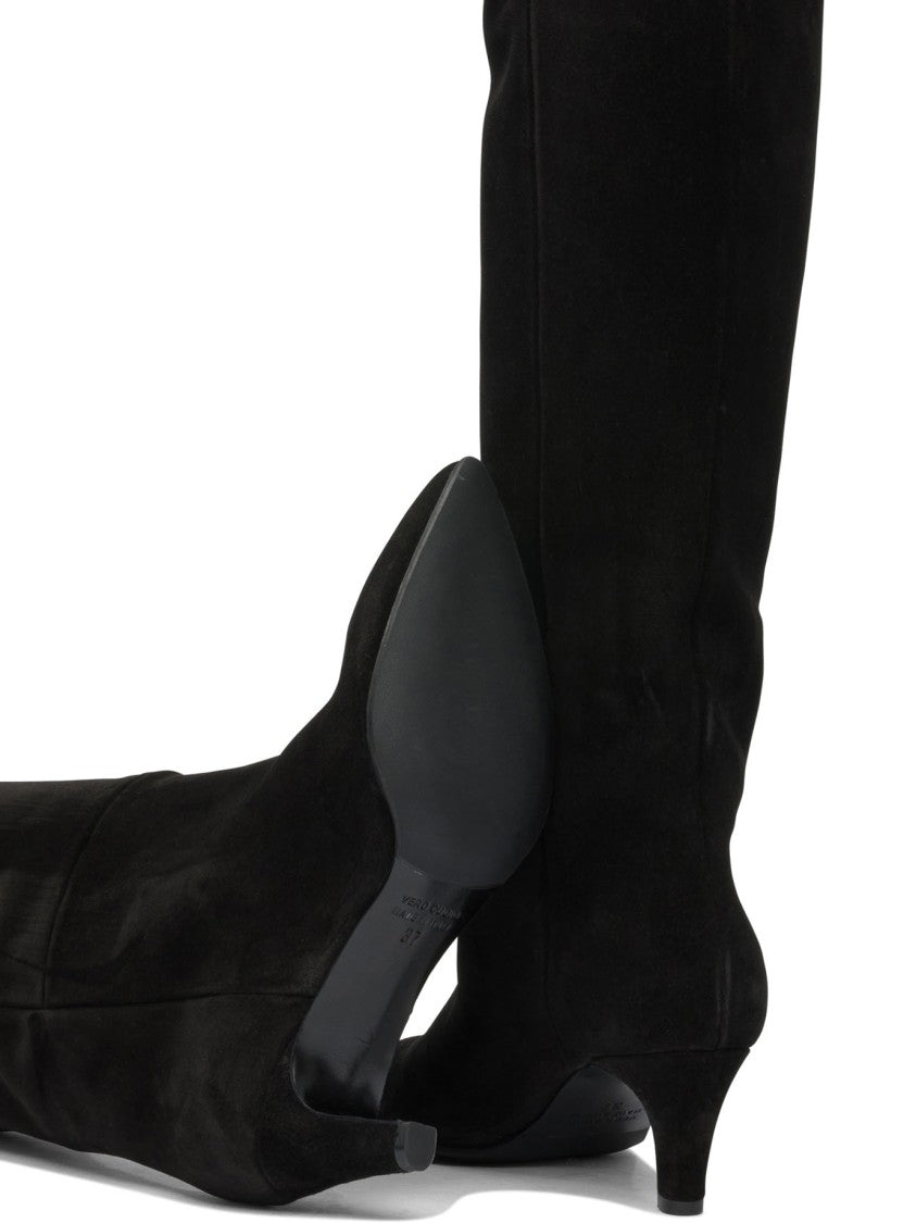 Strategia Pointed Toe Black Knee-High Boots