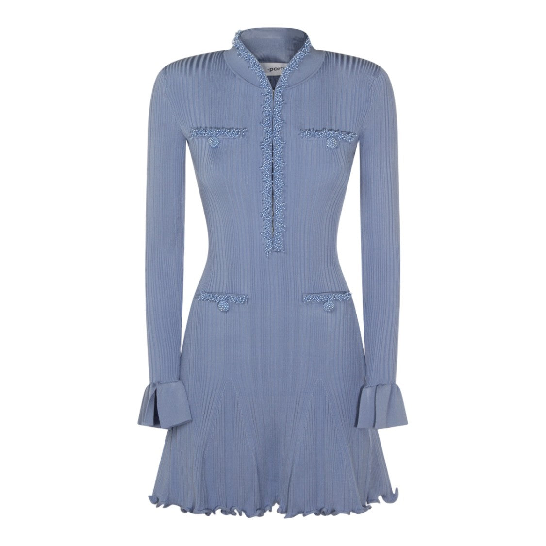 Self-Portrait Fitted Mini Dress With Ribbed Texture