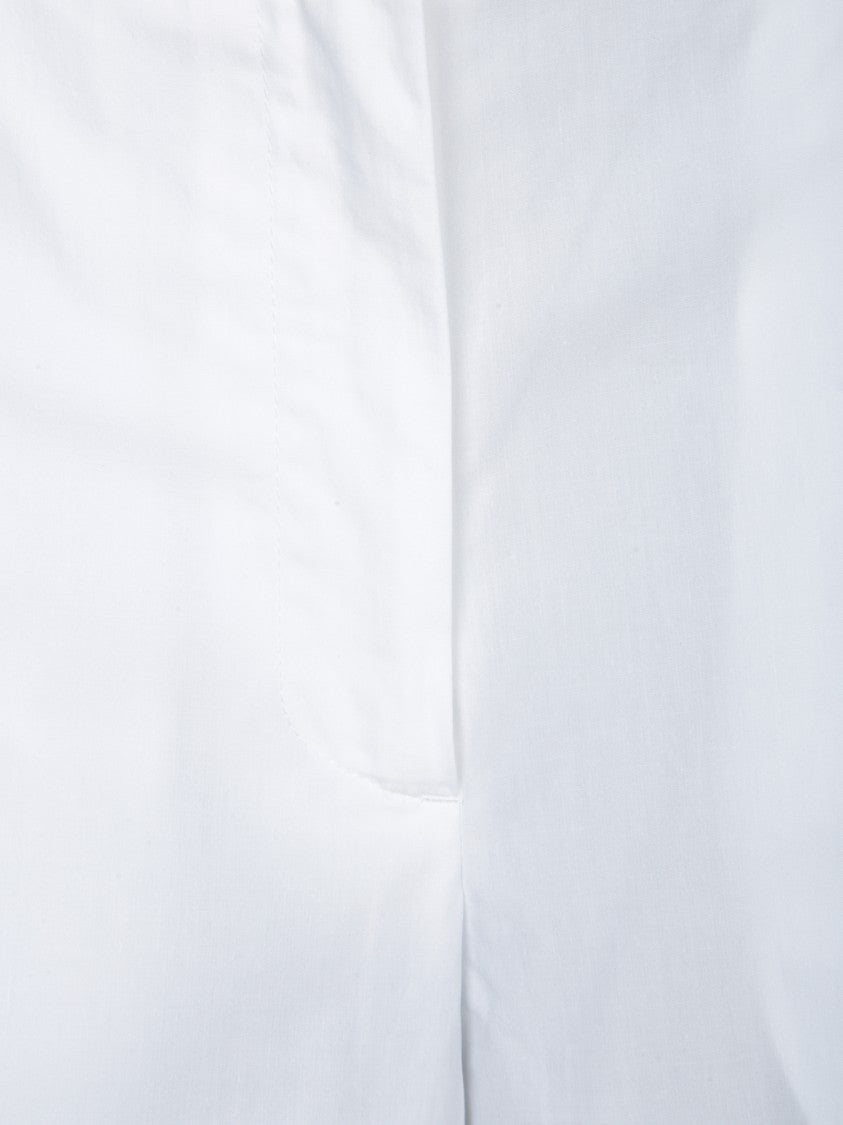 Msgm Wide-Leg White Trousers With Pleat Detail