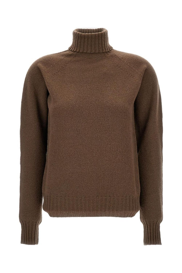 Drumohr Relaxed Fit Brown Wool Turtleneck Sweater