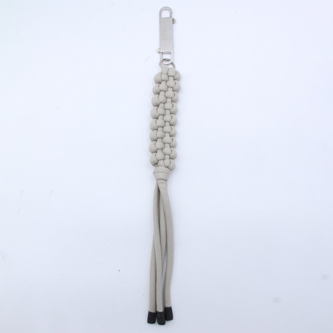 Moncler X Rick Owens White Knitted Rope Keychain With Silver Snap Hook