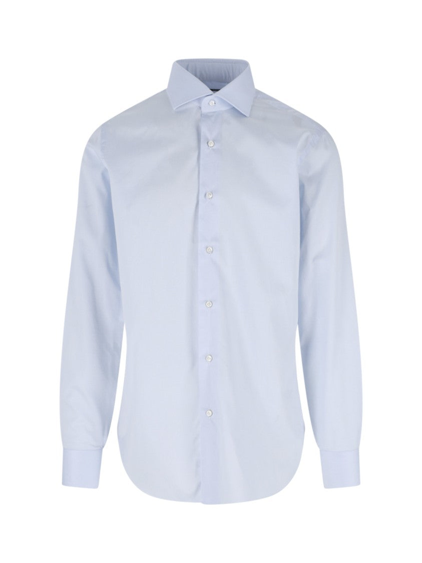 Barba Napoli Light Blue Classic Cotton Long-Sleeve Shirt