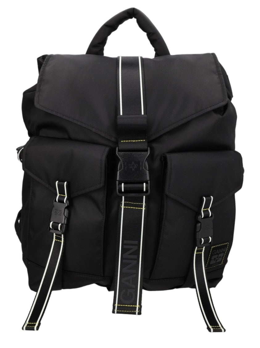 Ganni Flap-Top Buckled Backpack