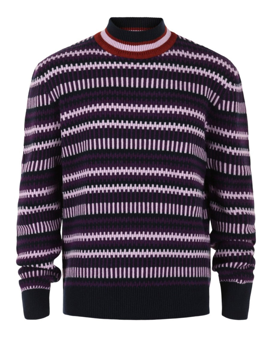 Ferragamo Striped Cashmere-Blend Sweater With Mock-Neck