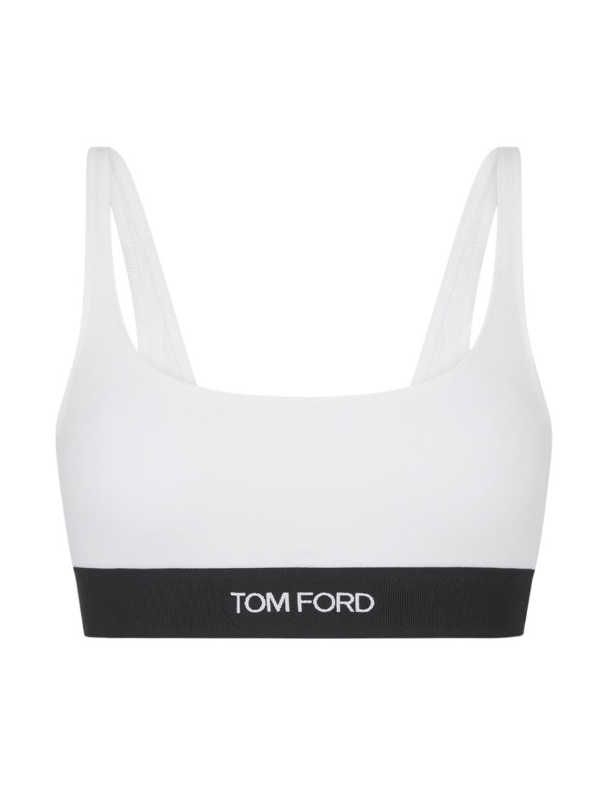 Tom Ford Square Neck Logo Band Modal-Blend Bralette