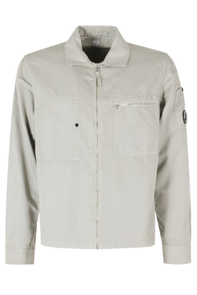 C.P. Company Gray Overshirt Zippered-Chest Cotton-Blend Casual Shirt