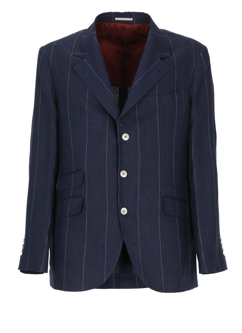 Brunello Cucinelli Tailored Linen Jacket With Classic Lapel