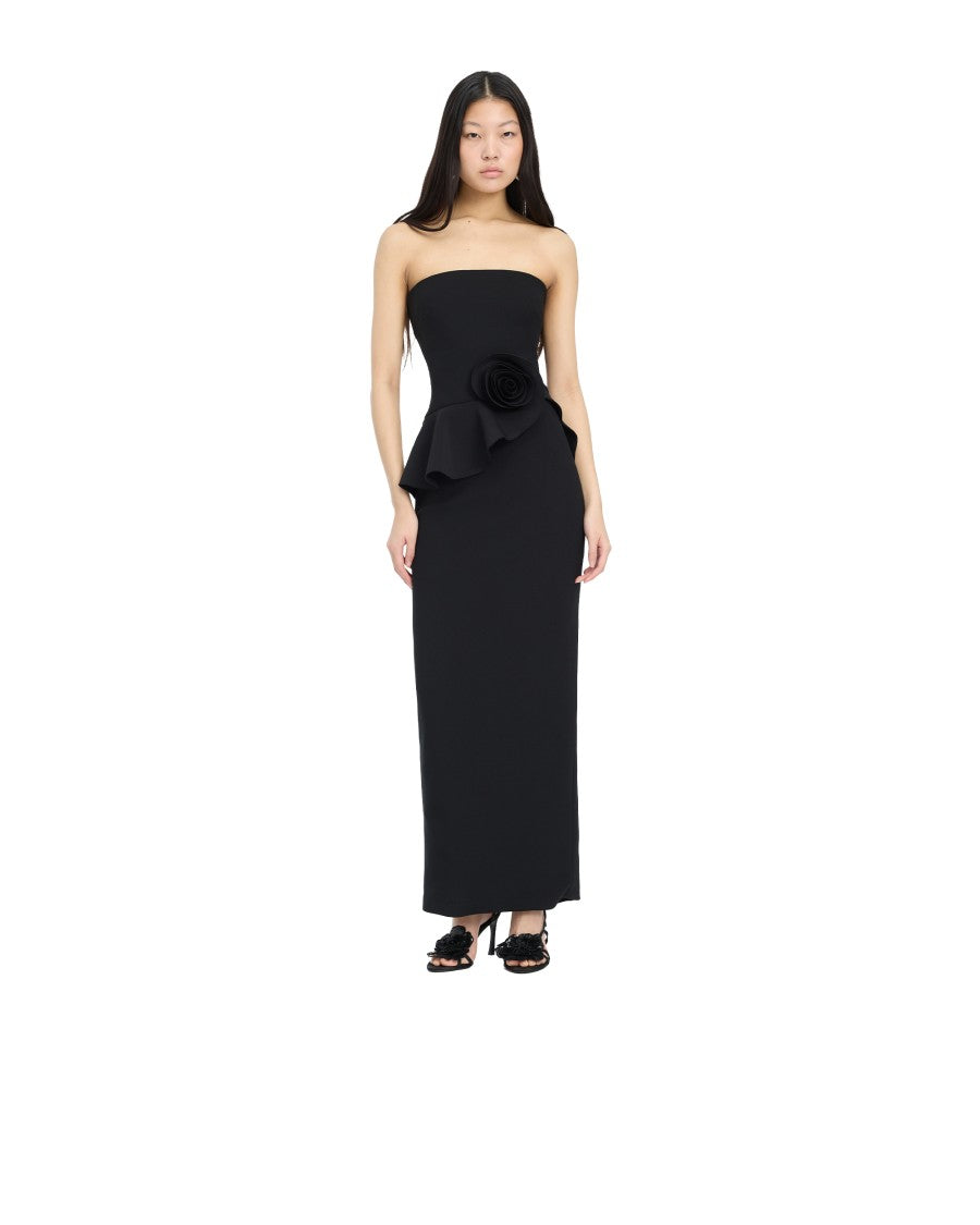 Rotate Maxi Dress With Strapless Design And Floral Applique