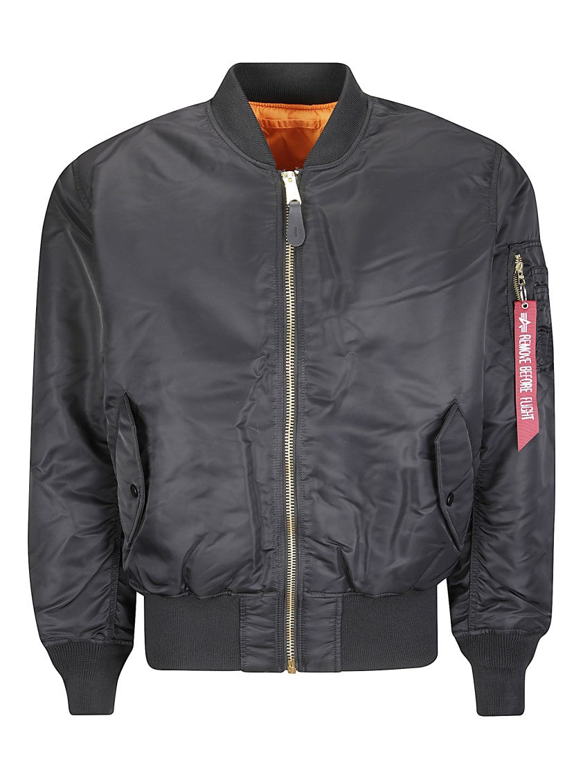 Alpha Industries Black Nylon Bomber Jacket With Utility Design