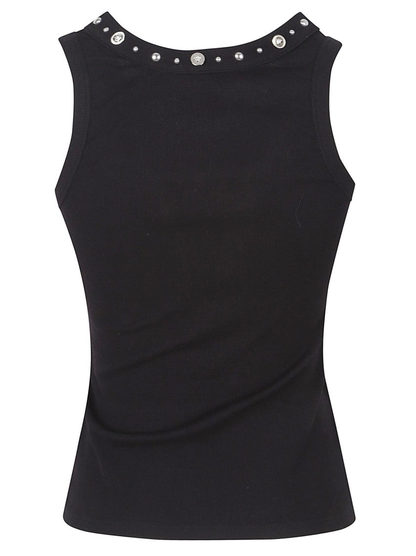 Versace Ribbed Stretch Cotton Tank Top