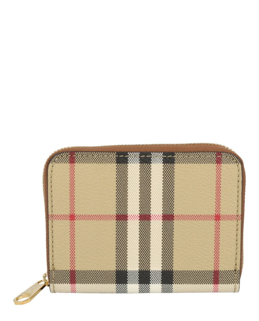 Burberry Compact Check Pattern Wallet With Gold-Tone Hardware