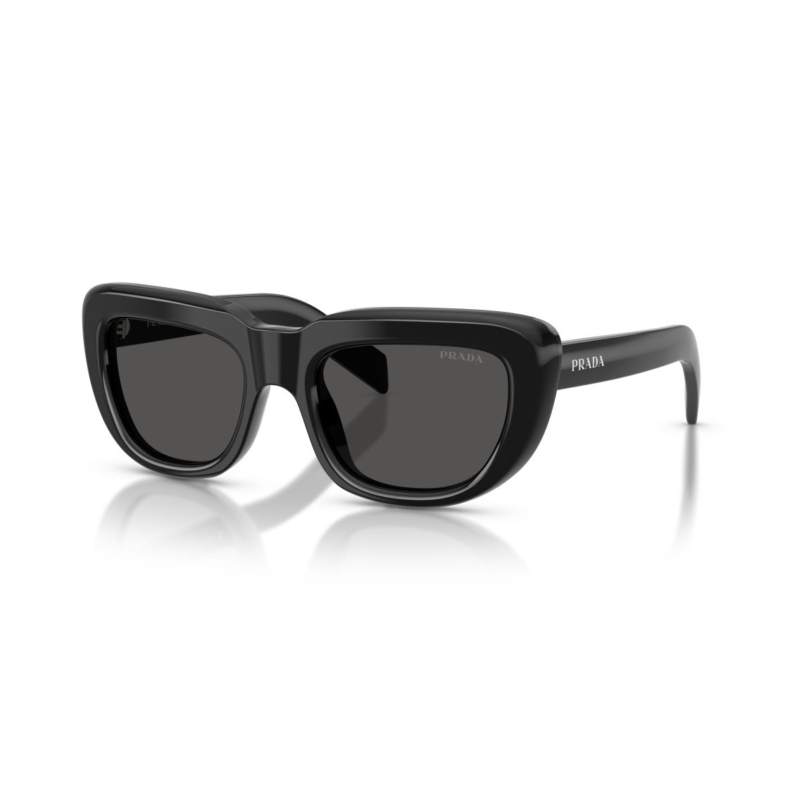 Prada 0Pr D07s Rectangular Black Acetate Sunglasses