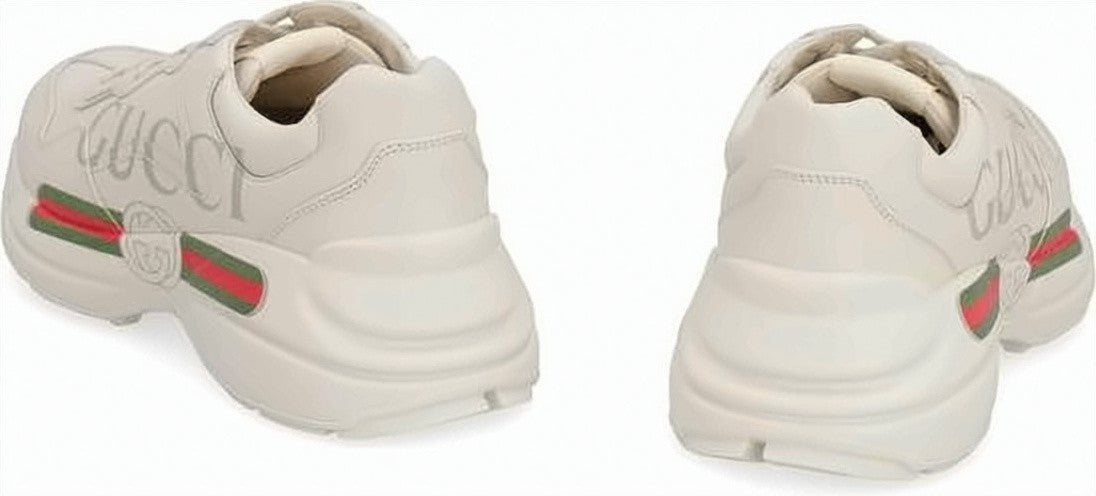Gucci Cream Leather Sneakers With Iconic Stripe Detail