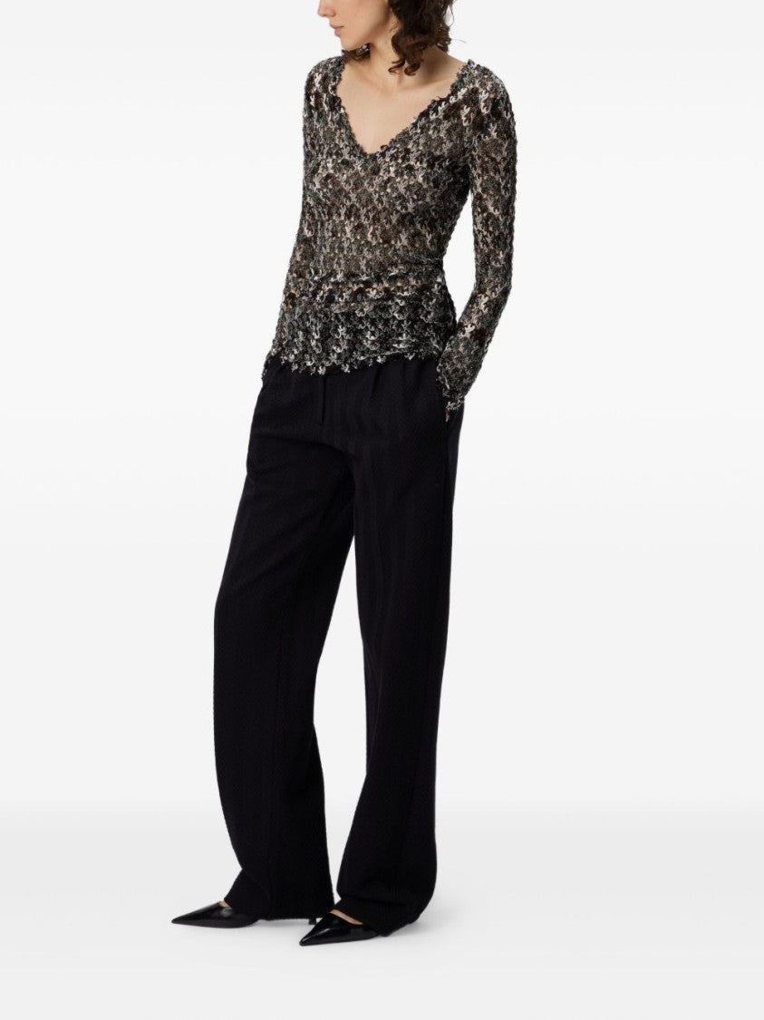 Missoni Brown And Black Lace-Patterned Sweater