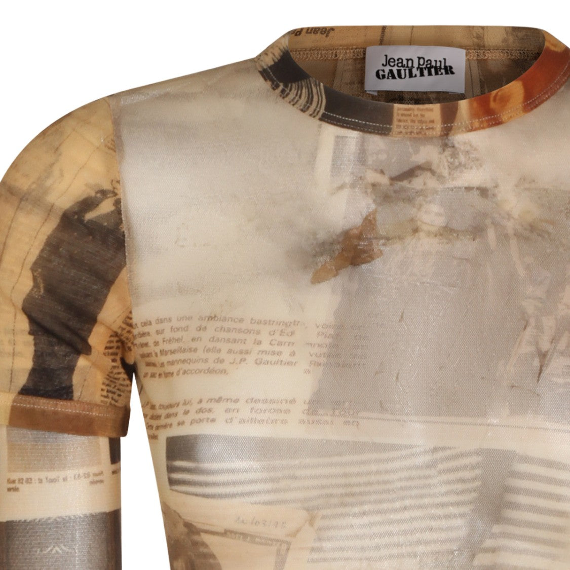 Jean Paul Gaultier Fitted Newspaper Print Long-Sleeved Top