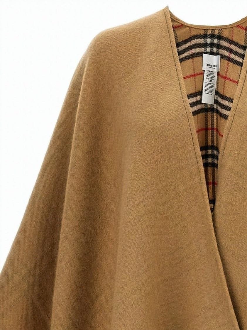 Burberry Reversible Wool Cape With Classic Plaid
