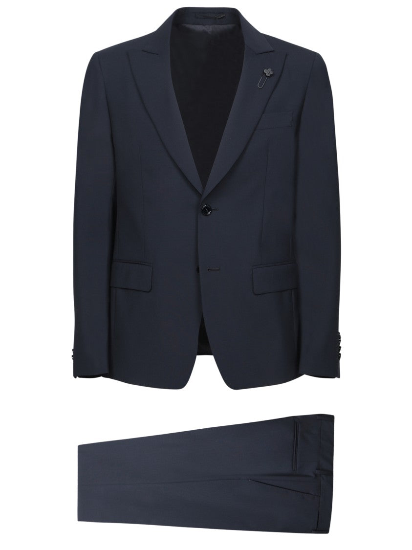 Lardini Micro-Textured Blue Suit With Tailored Fit