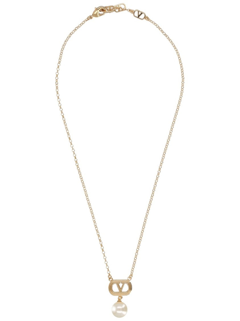 Valentino Garavani Ovalette Pearl Bronze Necklace