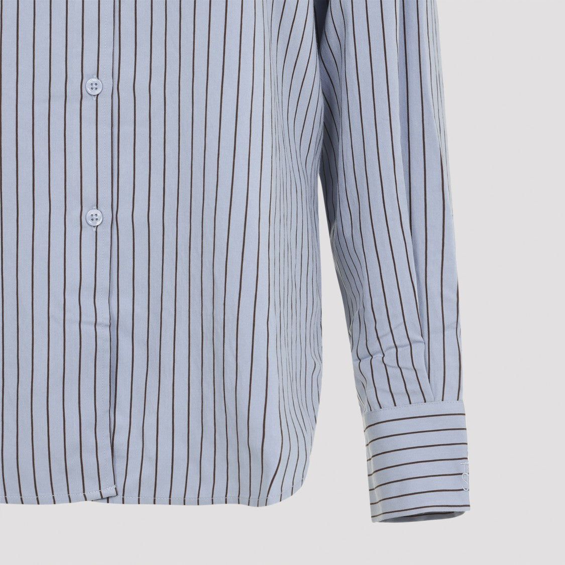 The Frankie Shop Long-Sleeved Blue Shirt With Vertical Stripe Pattern