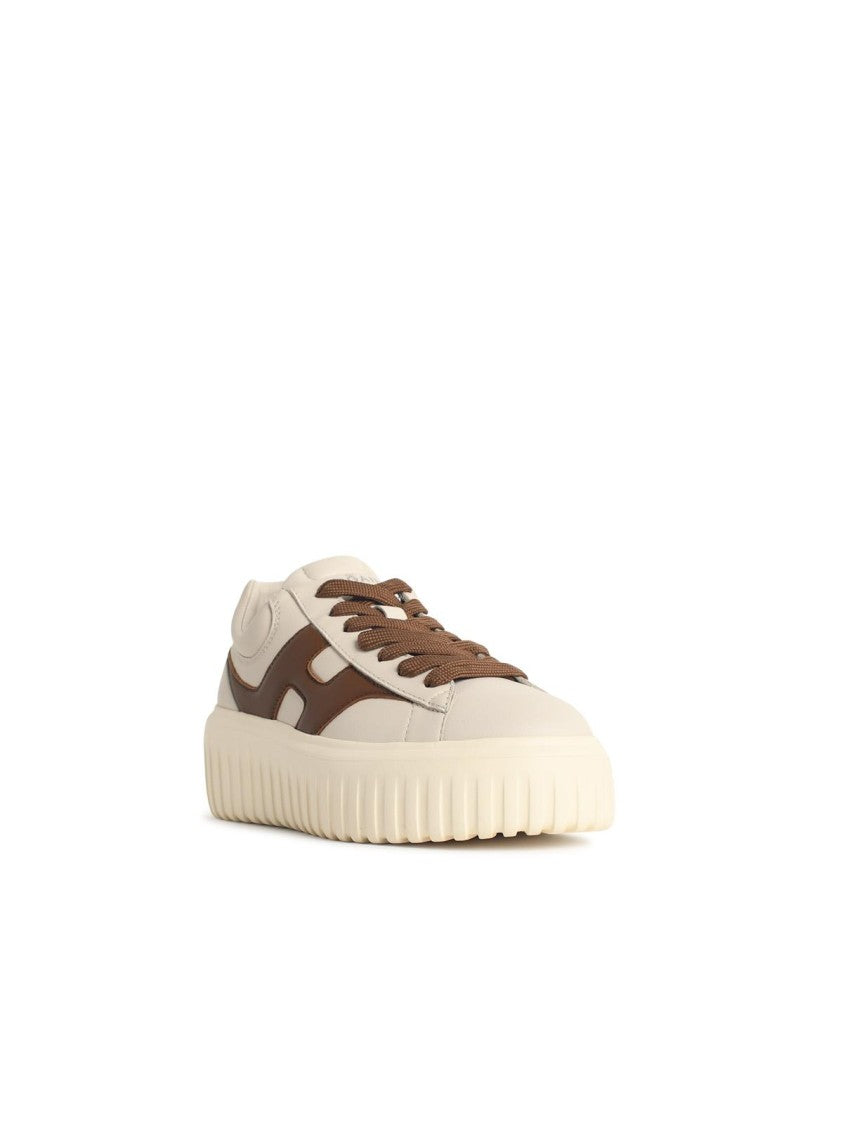 Hogan 'H Stipes' Ivory Leather Sneakers